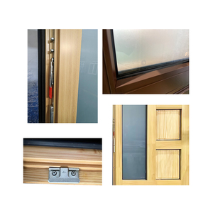 Puerta de Entrada de Madera con Revestimiento de Aluminio de Alta Gama PENJOY, Puertas Francesas de Madera con Aislamiento Acústico y Térmico para Villas de Lujo - Product Image 2