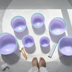 SUCCESS Juego de Cuencos Cantores de Cristal con Degradado Azul y Morado, Instrumento de Sanación por Sonido con Base de Transporte - Product Image 2