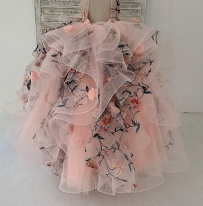 Vestido de niña de las flores de tul con bordado de encaje y espalda con abertura, vestido de fiesta para niños, vestido de cumpleaños de alta costura - Product Image 6