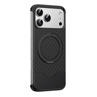 Coque de protection magnétique texturée en alliage d'aluminium de luxe avec support intégré pour iPhone 17 Pro Max – Motif premium – Vente en gros