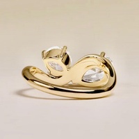 Anillo de Boda Clásico para Mujer, Chapado en Oro Fino, con Doble Moissanita, Certificado por Terceros, de Plata S925 Tonglin, Modelo Toi Et Moi