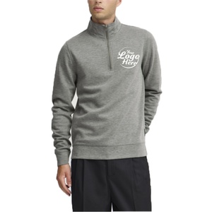 Sudadera Polo de Manga Larga con Cierre de Cremallera para Hombre, Corte Regular, 100% Algodón, Estampado Otoñal, Cuello Alto Simulado - Product Image 1