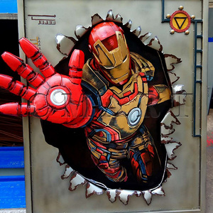Decoración Steampunk Retro para Bares, Restaurantes y Hoteles, Pintura Mural 3D Colgante, Motocicleta <span class=keywords><strong>Harley</strong></span>, Estatua de Spider-Man, Avión - Product Image 5