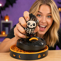 Juguete Blandito de Halloween con Purpurina en Forma de Dumpling y Mini Cesta Vaporera, Juguete Sensorial Espeluznante para Apretar, Regalo Festivo para Niños
