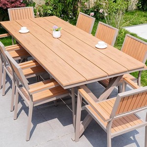<span class=keywords><strong>Table</strong></span> et chaises d'extérieur en plastique et bois, imperméables et résistantes au soleil, pour cour, villa, <span class=keywords><strong>jardin</strong></span>, balcon, café, usage commercial - Product Image 1