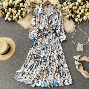 Nuovi arrivi di moda estiva Casual senza maniche blu senza schienale ampio stampa floreale abiti a strato lungo con stampa Mini stampa digitale intrecciata - Product Image 4