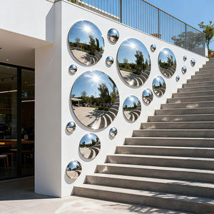 Oem Odm Luxe Holle Halfrond Roestvrij Staal Buitenwanddecoratie Polijsten Halve Spiegel Bal Metalen Ambachten Weerkunst - Product Image 1