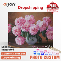 Kits de peinture par numéros DIY ORFON pour adultes - Art de la nature morte Pivoine rose douce - Décoration intérieure - Fournitures d'artisanat