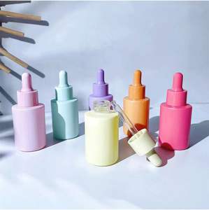 Frasco cuentagotas de vidrio esmerilado colorido personalizado de 30ml Frascos cuentagotas de suero para el cuidado de la piel cosmética - Product Image 1