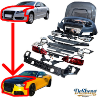 Plug and Play, para Audi A5, S5, actualización a RS5, piezas de automóvil, parachoques, capó de fibra de carbono, faros delanteros, alerón, silenciador trasero, parrilla