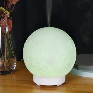 JCSY <b>Moon</b> Lamp Humidifier 15cm Led <b>Night</b> <b>Light</b> Aroma Diffuser With Wood Grain Base For Home And Commercial Use - Product Image 2