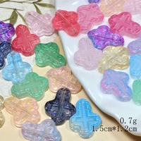 Perles en verre transparentes 15*12mm, bijoux chrétiens, croix à trou droit, accessoires de perlage DIY