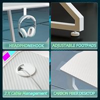 AJUNION Table de jeu lumineuse RVB à bas prix, bureau d'ordinateur, station de travail pour jeux vidéo, blanc