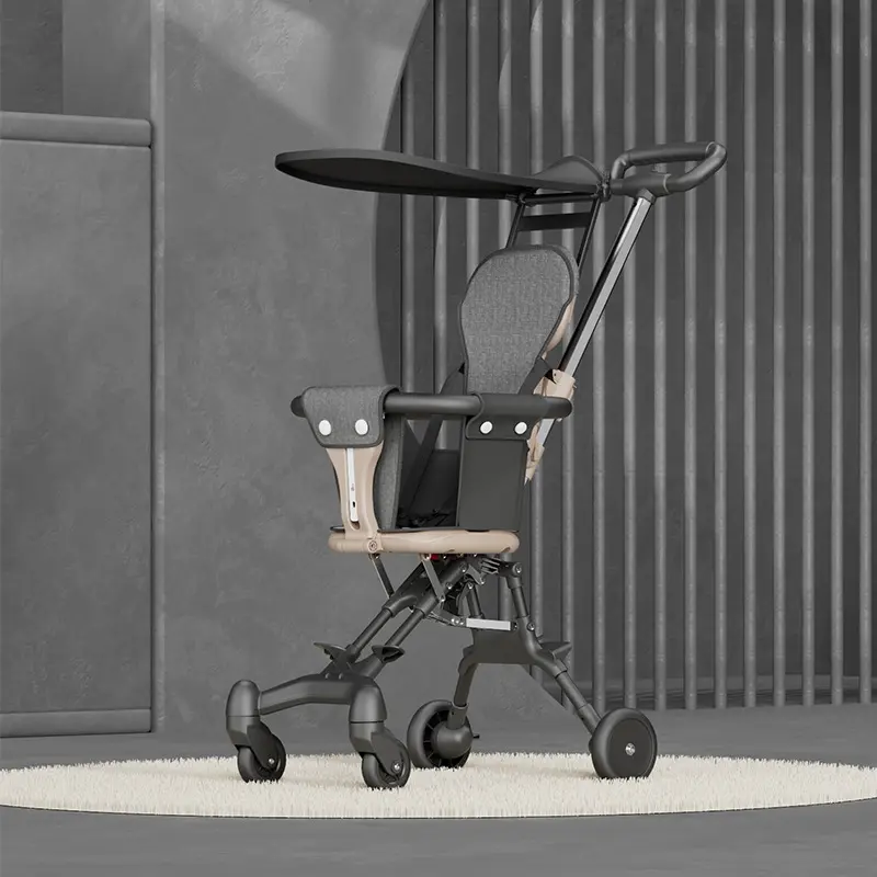 Alüminyum alaşım mini katlanır bebek üç tekerlekli bisiklet arabası arabası eva tekerlekler kaplin tekerlekler eller serbest