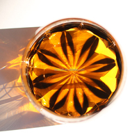 Verres à whisky en cristal gravé à la main Edo Kiriko 360 ml ambre gris avec boîte cadeau Nouveau design