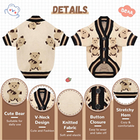 Vêtements pour chiens personnalisés en usine, OEM ODM, pull en tricot pour chien avec imprimé ours, chaud pour l'hiver, pour chiens et chats de petite et moyenne taille
