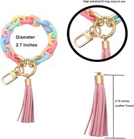 Bracelet porte-clés en acrylique à chaîne épaisse, romantique pour la Saint-Valentin, avec pompon et fermoir doré