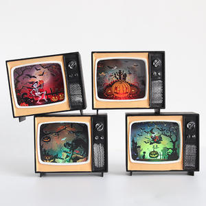 Halloween Retro TV Desain Dekorasi Rumah Kantor dan Asrama Dekorasi Fit Vintage Desktop Ornamen - Product Image 1
