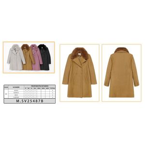 All'ingrosso cappotti reversibili da donna con collo di pelliccia di volpe di visone in parka di lana trincee a più colori taglie con motivo stampato - Product Image 1