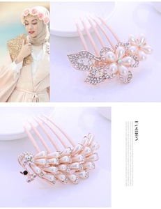 Pince à cheveux en strass avec perles pour <span class=keywords><strong>mariée</strong></span>, épingle à cheveux, accessoires capillaires, de mariage, peigne pour <span class=keywords><strong>chignon</strong></span> - Product Image 4