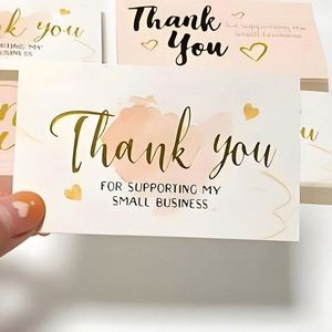 Eco-Friendly 'Thank You for Supporting My Small Business' Card | Hot Gold Stamping Watercolor Greeting Card - Product Image 1