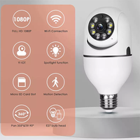 Caméra IP de surveillance intelligente sans fil HD 1080P pour la maison, P2P sans fil, 360 degrés PTZ, ampoule intelligente avec matériau plastique