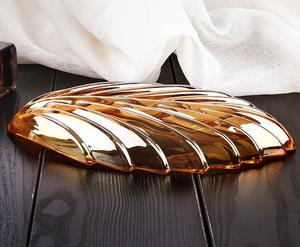 Assiette <span class=keywords><strong>en</strong></span> forme de feuille créative, plateau cadeau <span class=keywords><strong>en</strong></span> <span class=keywords><strong>verre</strong></span> ambré trempé, résistant à la chaleur, pour dessert, gâteau, steak, <span class=keywords><strong>plat</strong></span> rond <span class=keywords><strong>plat</strong></span> - Product Image 6