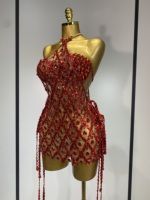 Robe de soirée moulante sexy à col halter sans manches, longueur mini, pour célébrer un anniversaire, séance photo en maille