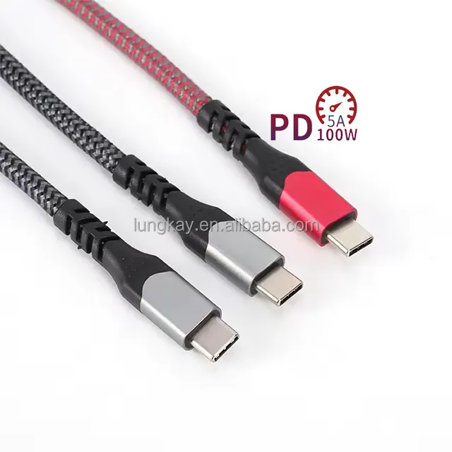 Chine Fabricant 100W USB C Chargeur Câble 3.1 Connecteur Transfert Vidéo 10Gbps Pd 5A Câble USB C