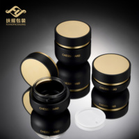 Offre Spéciale – Faible MOQ – Ensemble de Bouteilles Cosmétiques en Verre Noir Mat avec Bouchon Anneau Doré – Emballage pour Soins de la Peau : Pompe, Lotion, Sérum, Crème, Pot
