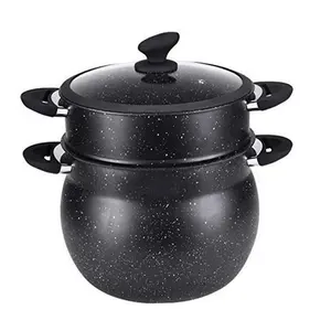 10L couscous pot Steamer Black Non- stick Aluminum 2 Tiers Couscoussier Couscous Pot 26CM