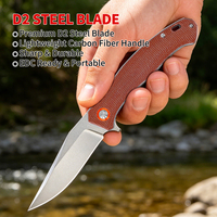 Couteau pliant en acier D2 avec manche en Micarta, couteau de poche EDC pour le camping, la survie, l'usage quotidien, lame stable, design tactique OEM