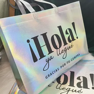 Custom Digital Printing laser holographic Non-Woven Tote Bag Reusable Pp Matte Laminated Non Woven Shopping Bags