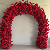Élégante Grande Arche Florale Rouge Solide en Forme de U pour Mariage, Décoration de Scène, Support de Fleurs Artificielles