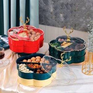 Nouvelle assiette à fruits secs scandinave Elk, vente en gros, boîte à fruits secs à double compartiment pour la maison, plateau à collation avec couvercle - Product Image 2