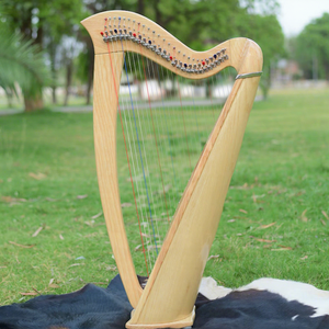 UNBRIDLEDS INDUSTRY 27-<b>String</b> Celtic Lever Folk Irish Handmade Beech Wood Harp Carry Bag Tuning Wrench Premium Quality - Product Image 1