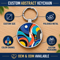Porte-clés en métal émaillé géométrique abstrait personnalisé OEM ODM, cadeau d'entreprise personnalisé