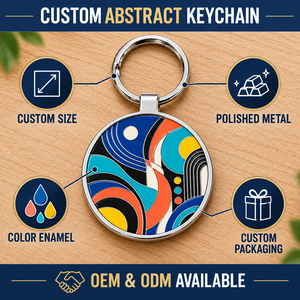 OEM ODM Custom Abstract Geometric Metal Enamel Keychain Personalized Corporate Gift Key Ring - Product Image 4