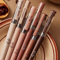 Lot de 6 stylos à bille liquides esthétiques sur le thème du café, pointe fine 0,5 mm, encre gel noire, pour l'école, le bureau et les fournitures d'écriture