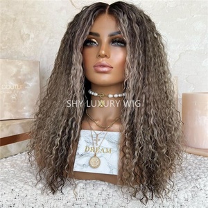 Perruques de cheveux humains bouclés personnalisées de luxe blond cendré Peluca Pelo Perruques avant en dentelle naturelle sans colle avec peignes - Product Image 3