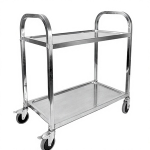 Chariot de livraison à 2 niveaux en acier inoxydable 850x450x920mm pour usage en cuisine et salle à manger d'hôtel - Product Image 3