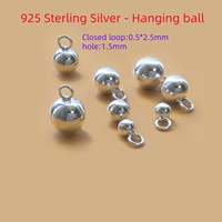 Solide 925 Sterling Silver 3-6mm Boule Ronde Perles Charmes Queue Chaîne Goutte Pendentif Suspendu pour DIY Boucles D'oreilles Fabrication de Bijoux Résultats