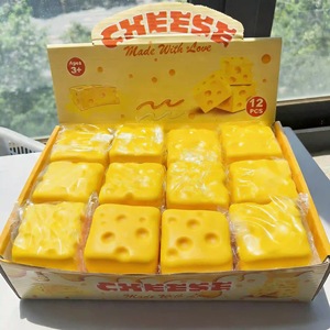 Juguetes Blandos de Queso en Bloque, Squishies Suaves con Forma de Comida, Juguete Sensorial Antiestrés de TPR para Aliviar el Estrés y la Ansiedad - Product Image 1