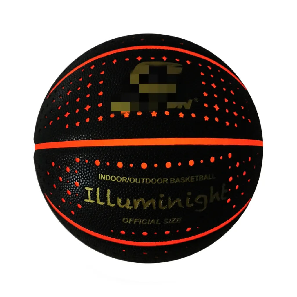 로고가있는 LED 복합 PU 가죽 농구 공 어두운 조명에서 사용자 정의 디자인 발광