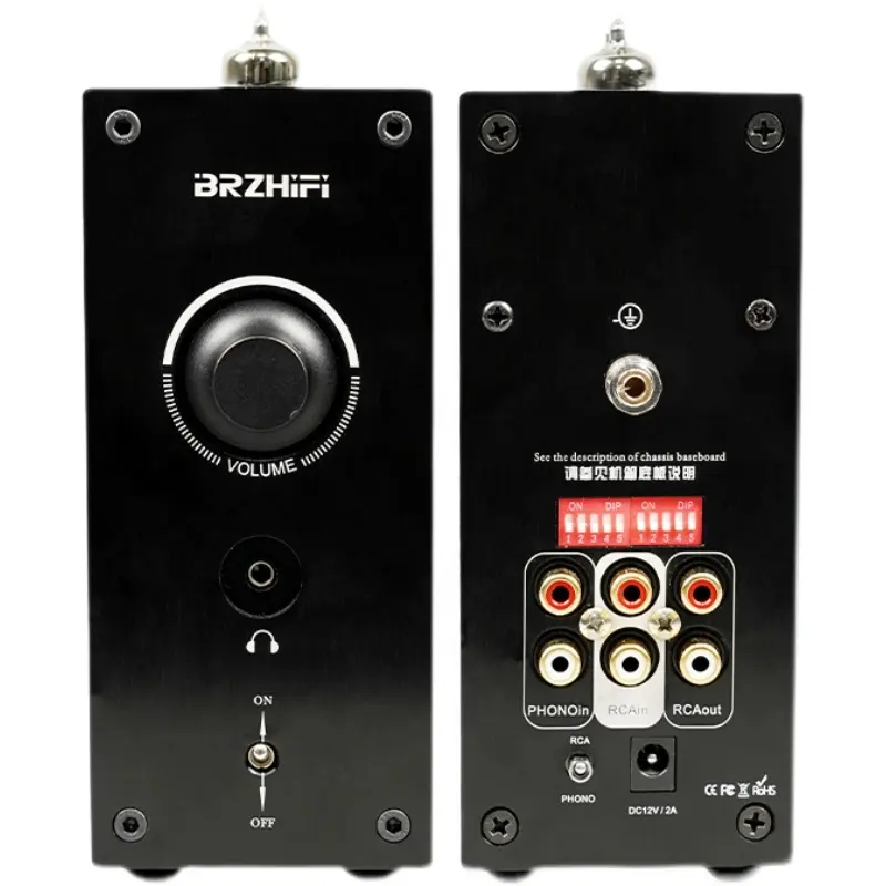 BRZHIFI חדש מיני T1 6A2 צינור אודיו מגבר כוח 130W MM/MC ויניל Phono מגביר אוזניות AUX RCA עבור קולנוע ביתי מערכת