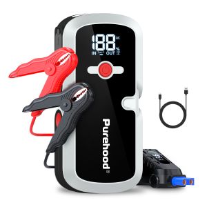 Purehood Q3 Noir & Blanc Batterie de démarrage d'urgence 27000mAh 4000A de crête avec pinces intelligentes Type-C pour voitures et camions essence et diesel - Product Image 1