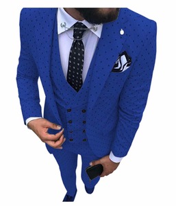 Abiti da <span class=keywords><strong>uomo</strong></span> LL124 Wave Point tre pezzi abiti da <span class=keywords><strong>uomo</strong></span> Casual da ufficio pendolare abiti da sposa (Blazer gilet + pantaloni) - Product Image 1