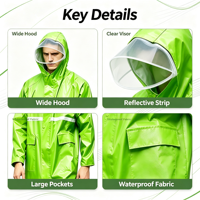 Poncho de pluie réfléchissant en tissu Oxford épaissi pour homme adulte, style coupe-vent une pièce, imperméable de sécurité pour le travail en extérieur
