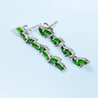 Boucles d'oreilles pendantes artisanales en diopside chromé naturel, argent sterling S925, pour femme, bijoux fins, cadeau d'anniversaire, pierre de naissance de mai