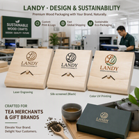 Boîte à thé en écorce de peuplier naturelle de qualité supérieure avec logo personnalisé, emballage en bois respirant et durable pour coffret cadeau de thé chinois